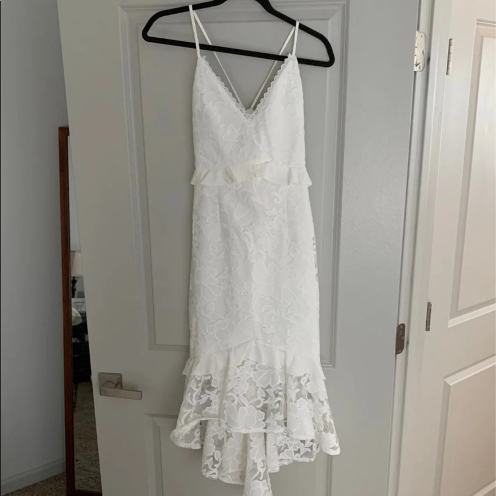 Jaus White Lace Midi Dress